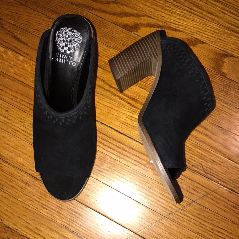 Vince Camuto Merlyna Black chunky Heel Mules